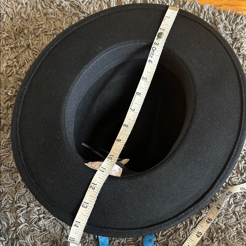 Free People Wool Black Hat Fedora One Size with Black Band - Picture 11 of 14